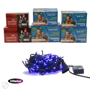 Lampki oświetlenie choinkowe 100LED+GLM001-3 łańcuch wewn. Niebieski z gniazdem i programatorem