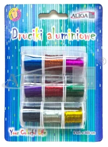 ALIGA Druciki aluminiowe na szpulkach 0,3mm /3m. 9 kol.  DA-3656