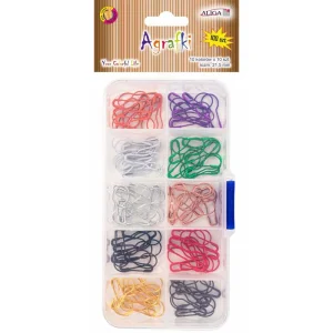 Agrafki mix 10 kol. w zamykanym pudełku AGR-0927