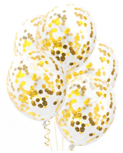 ALIGA Balony BKN-8575 z konfetti złote 30cm (5szt)   /ba 1935217