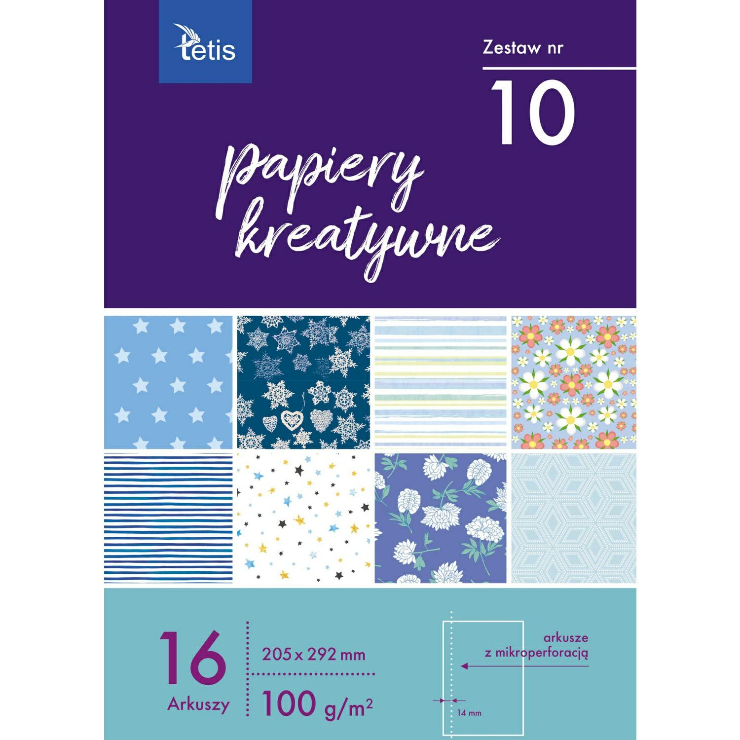 Zeszyt papierów kreatywnych A4/16k  Zestaw nr 10 100g  TETIS