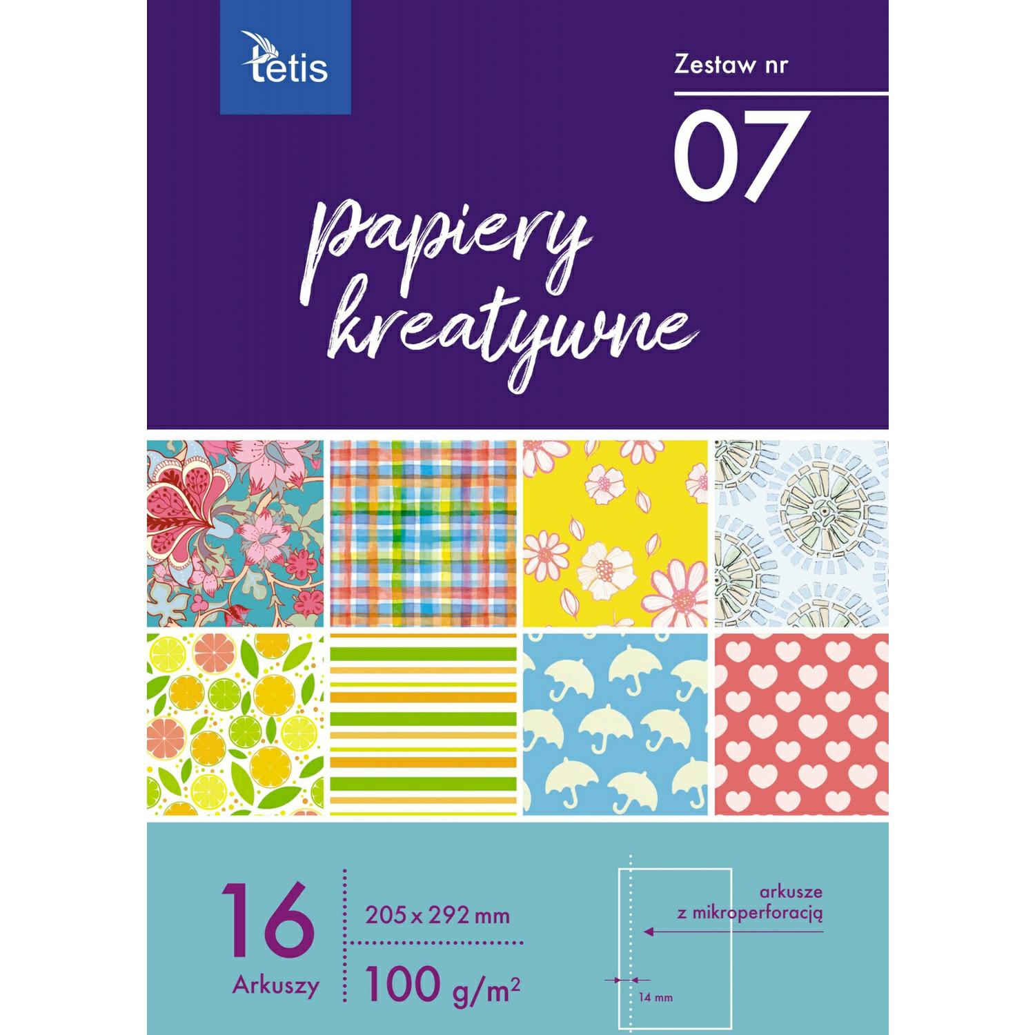 Zeszyt papierów kreatywnych A4/16k  Zestaw nr 07  100g  TETIS