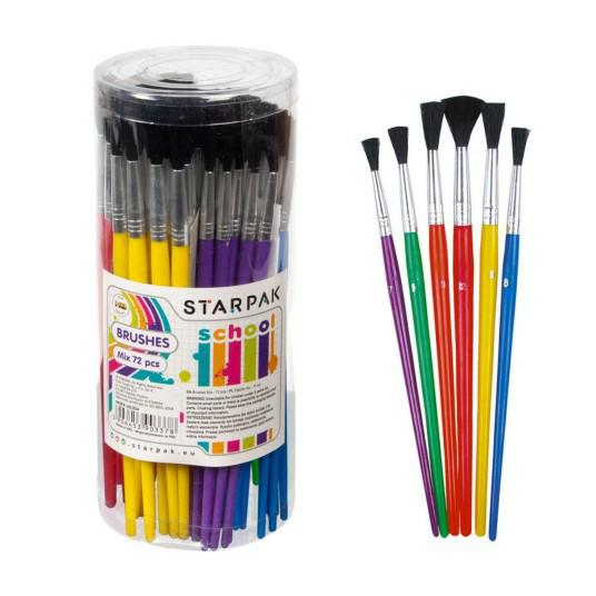 STARPAK Pędzelki szkolne 7-12 mix  19391 tuba (72szt)