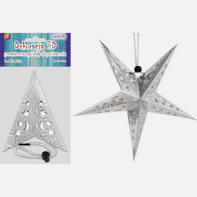 ALIGA Gwiazda hologramowa srebrna 3D 30cm GW-7411