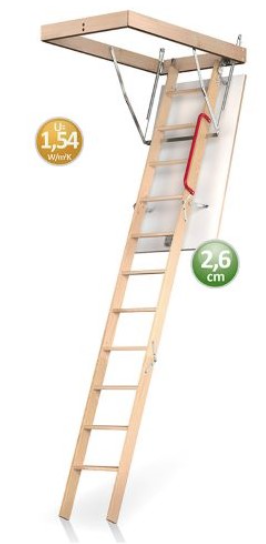 KRONMAT Schody strychowe OptiStep OLO PSB klapa biała + poręcz 1,54W/M2k 70x120/280