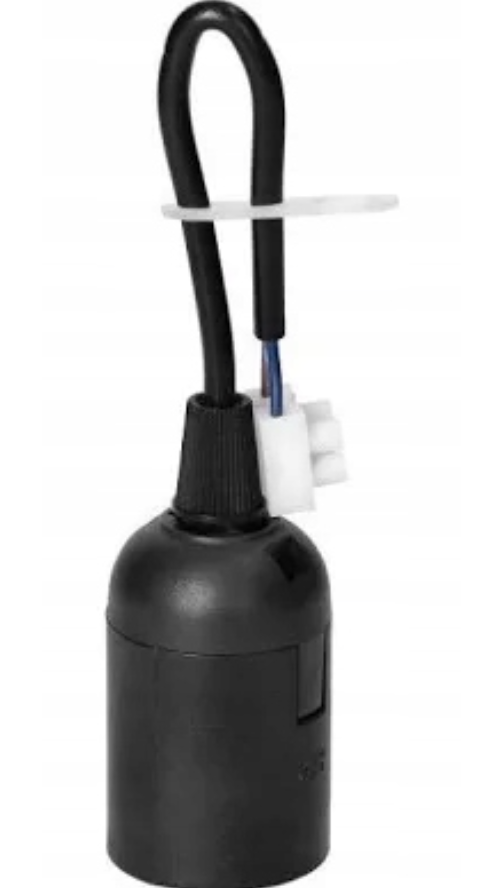 Oprawka termoplastyczna E27 czarna z zawieszkąi przewodem EC208100 ECO-LIGHT